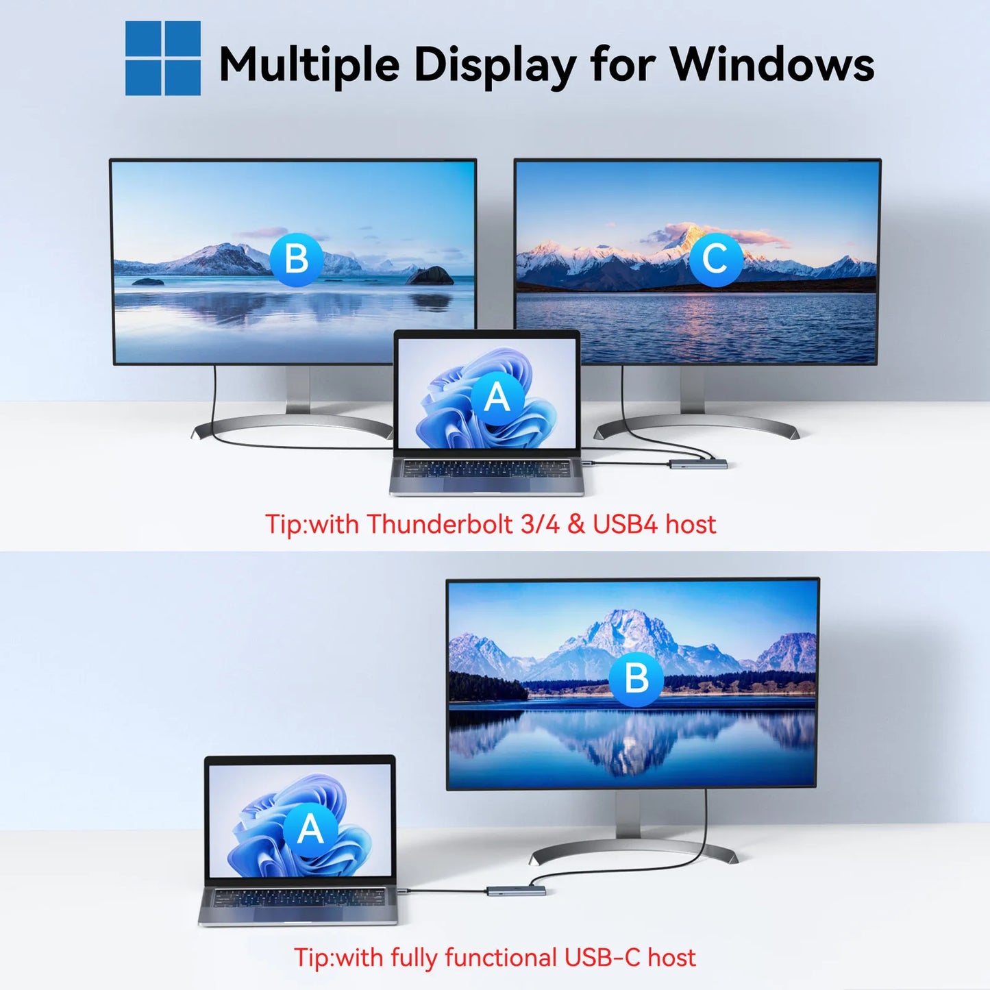 Lionwei USB C to USB C Hub Dual Monitor Adapter 5-IN-1