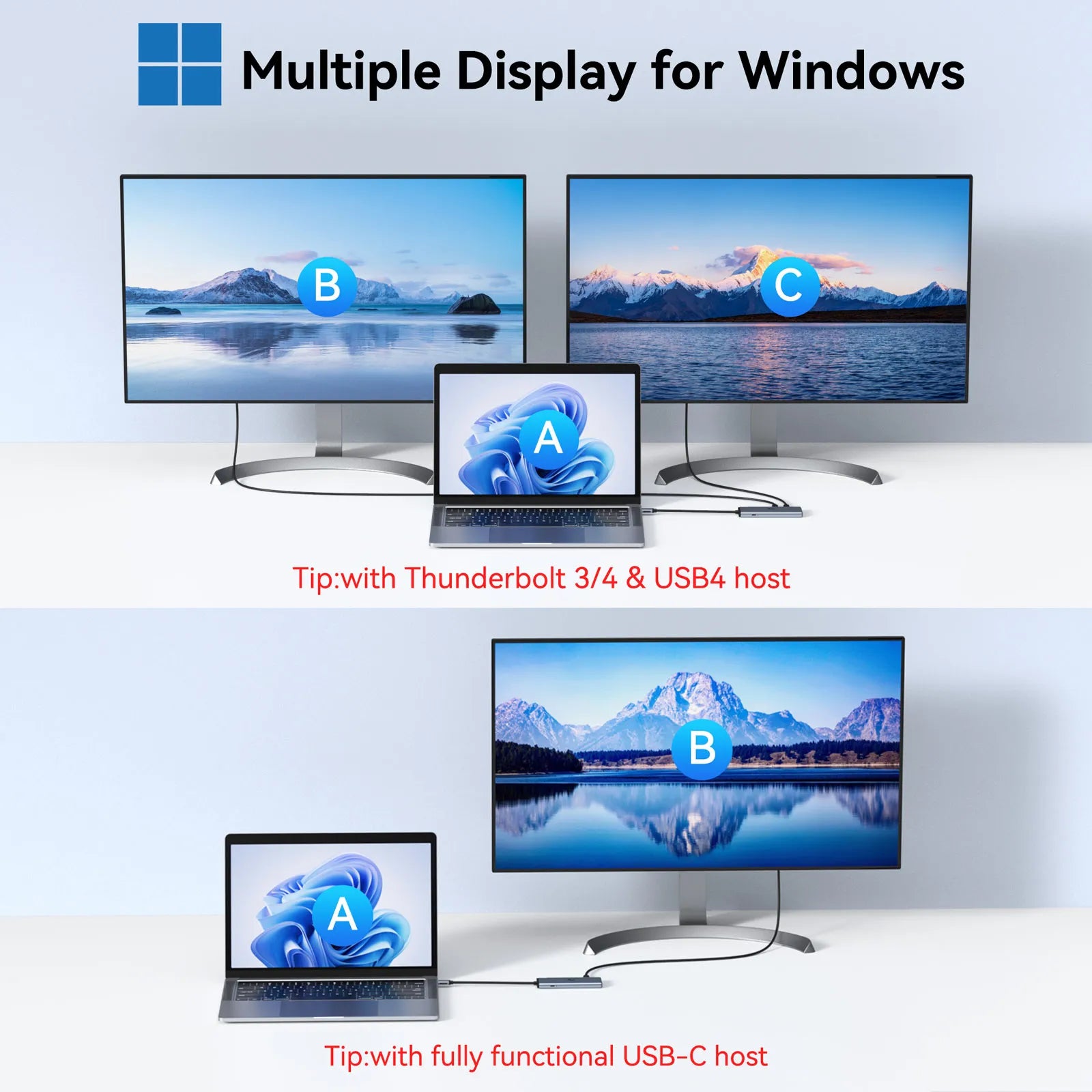 Lionwei USB C to USB C Hub Dual Monitor Adapter 5-IN-1