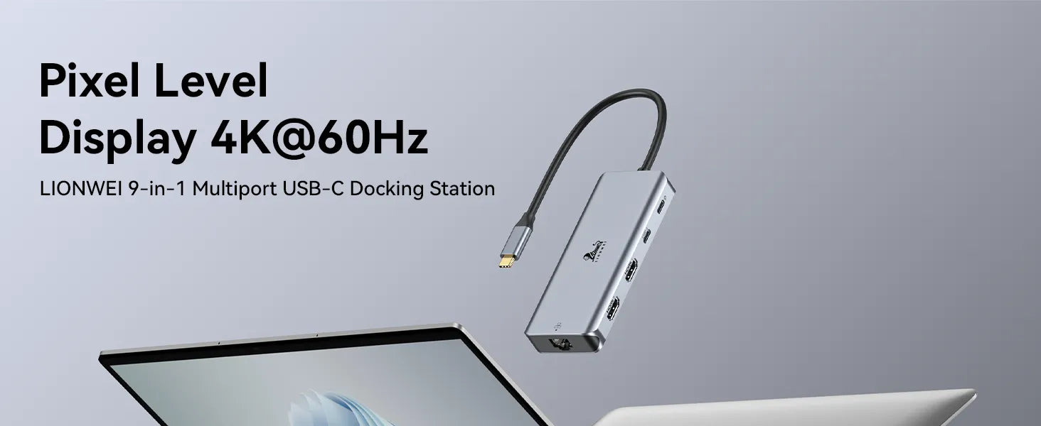 Lionwei USB C Hub to Dual HDMI Docking Station 9-IN-1