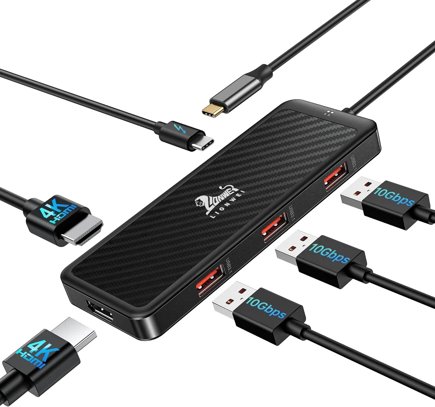 Lionwei USB C Docking Station Dual Monitor HDMI Adapter 6-IN-1
