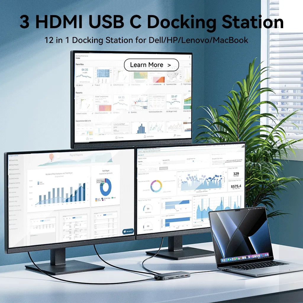3 HDMI USB C  Docking Station