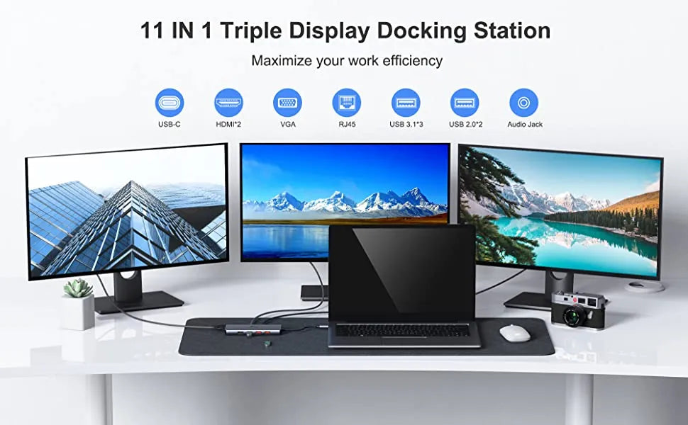 Lionwei USB C Laptop Docking Station 3 Monitors 11-IN-1