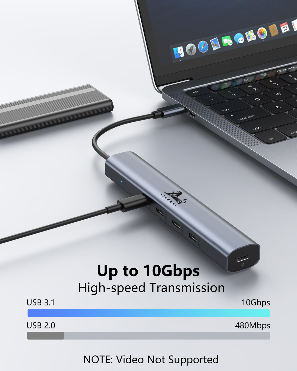 10Gbps USB C Hub with 100W PD Charge【Not Support Video】|BD118G