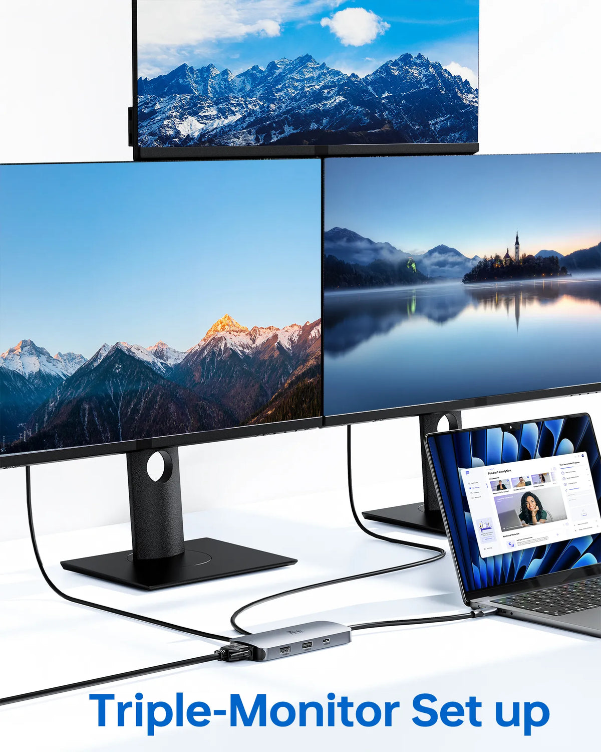 Monitor Stack Adapter LIONWEI USB C Docking Station Dual HDMI+VGA Monitors Adapter 7-IN-1