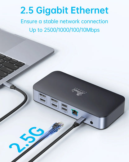 Lionwei 15-in-1 DisplayLink USB Docking Station for MacBook & Windows