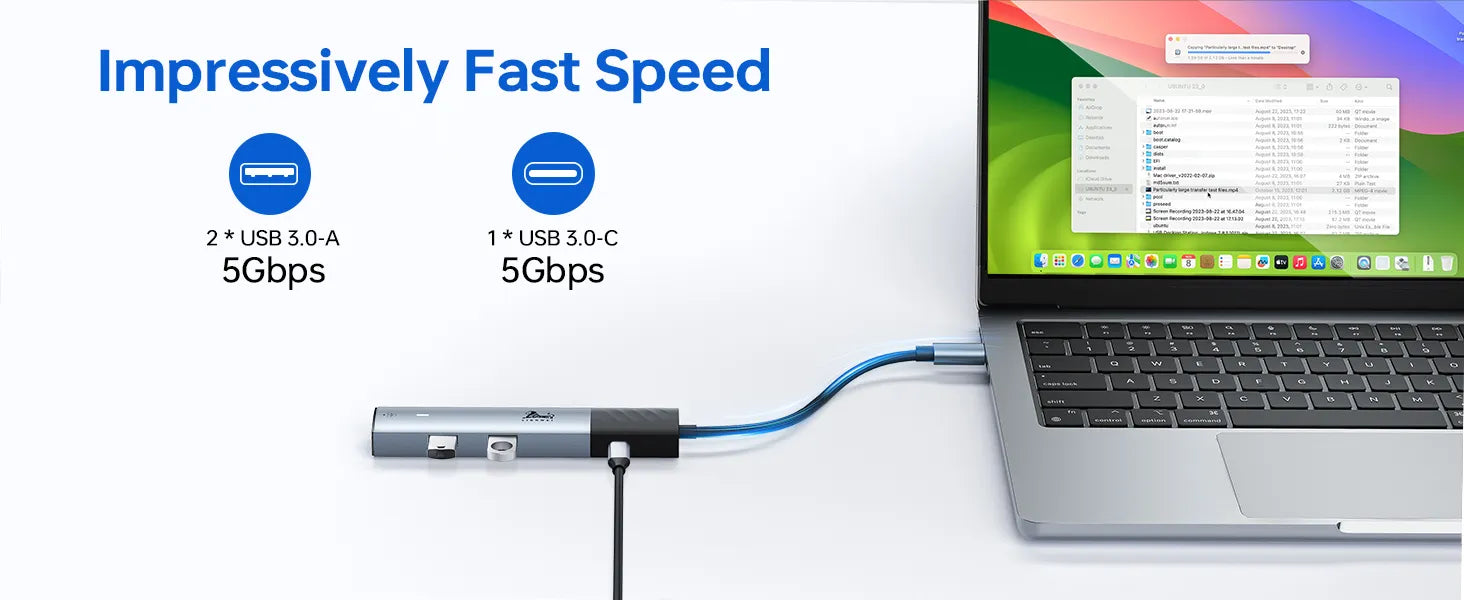 Fast Data transfer by USB 3.0(Up to 5Gbps)