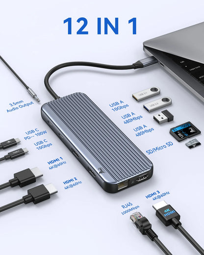 LIONWEI 3 HDMI Docking Station Triple Monitor