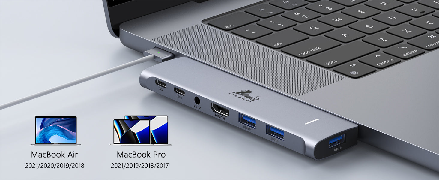Lionwei USB C Hub Adapter for MacBook Pro/Air 7-IN-2