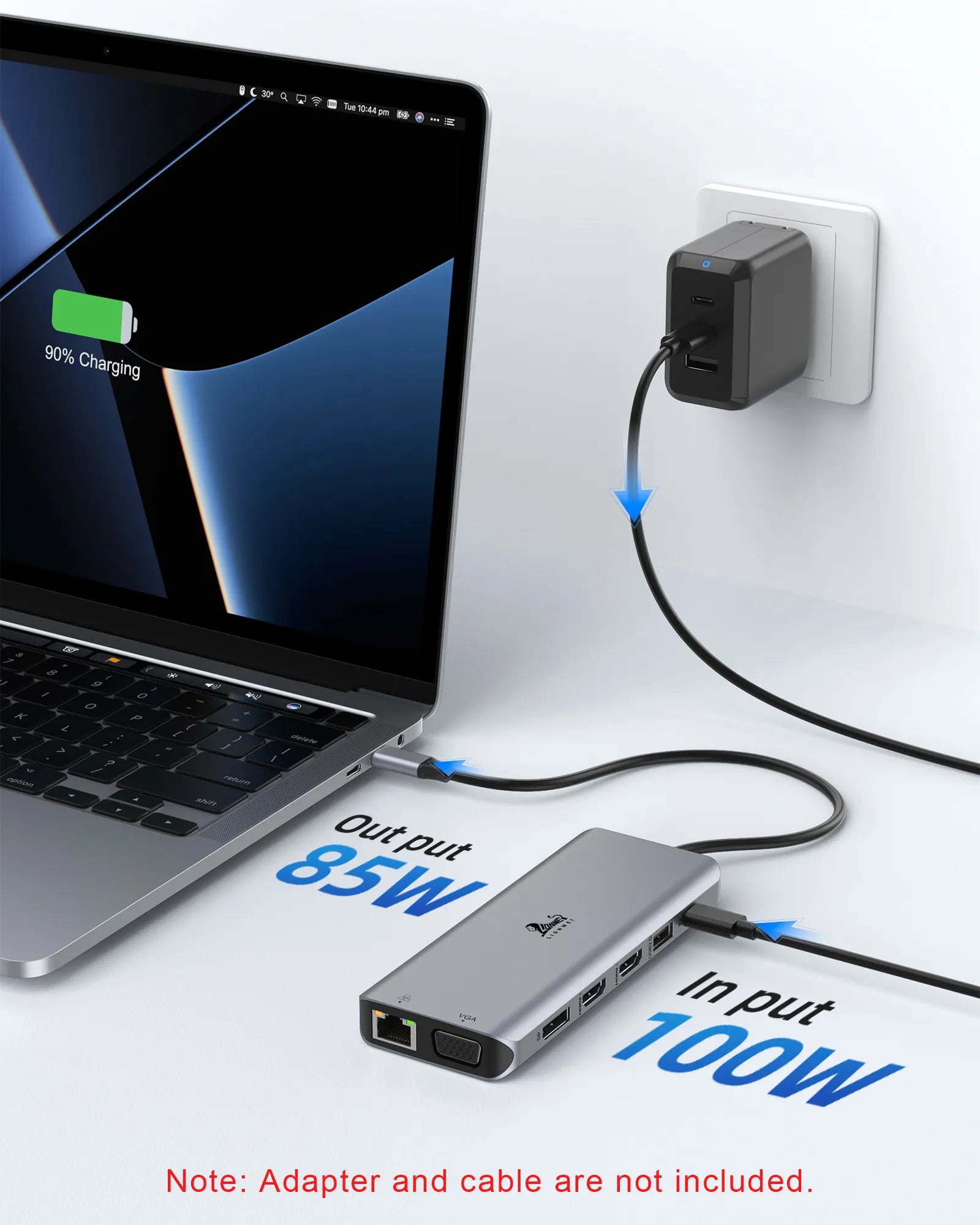 LIONWEI Laptop Docking Station 4 Monitors(Dual HDMI+8K DP+VGA) 13-IN-1