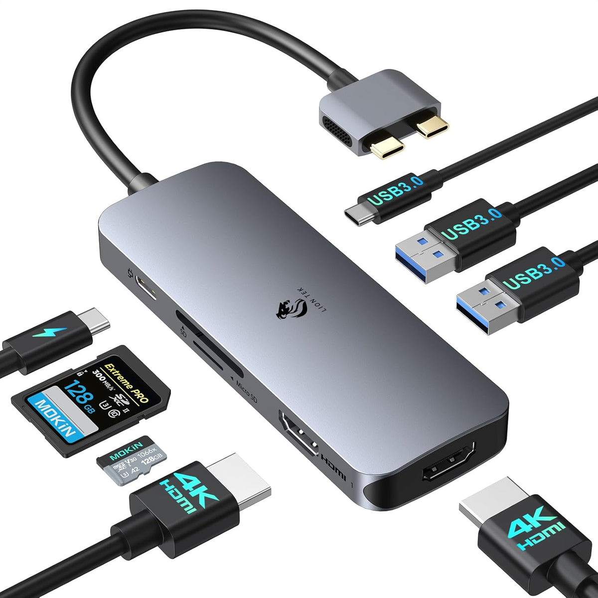 LIONWEI USB C Docking Station Dual Monitor for MacBook Pro Air
