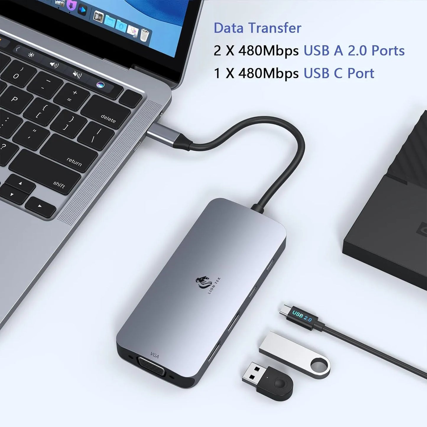 LIONWEI USB C Docking Station with Dual 4K HDMI & Displayport Adapter 8-IN-1