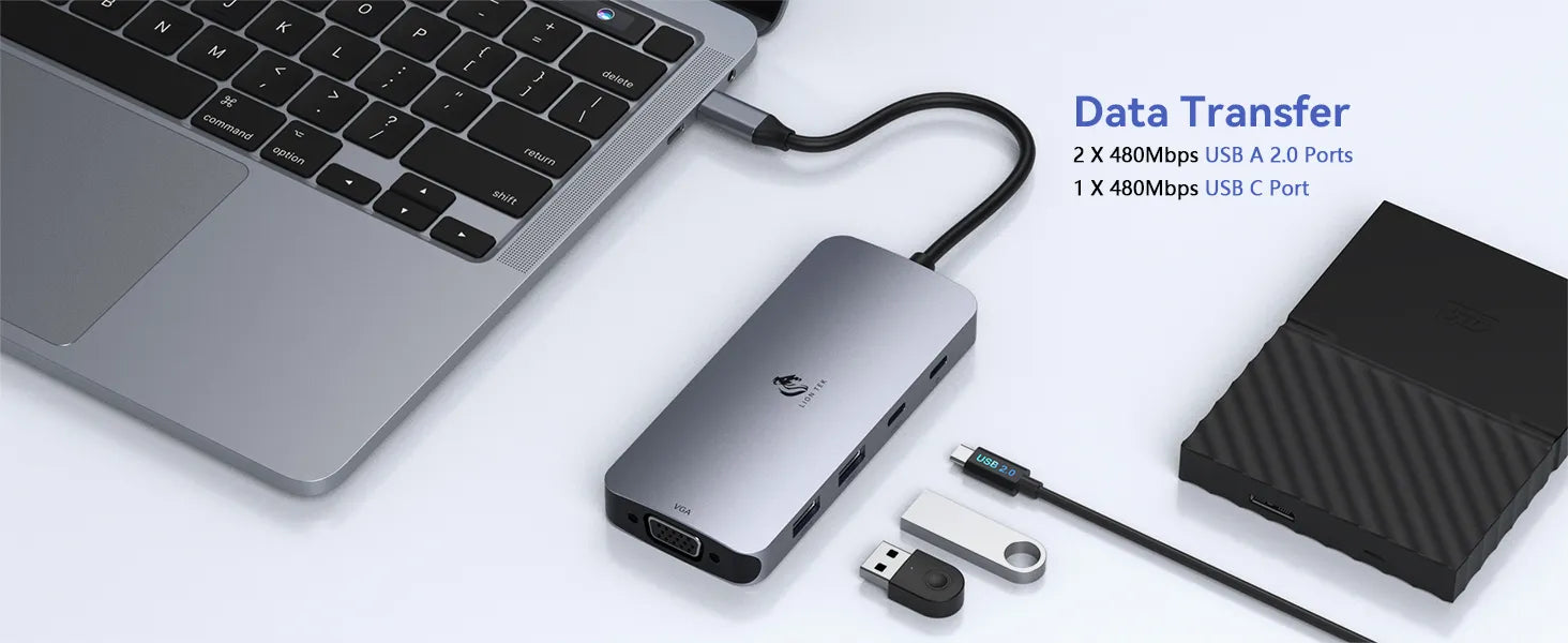 LIONWEI USB C Docking Station with Dual 4K HDMI & Displayport Adapter 8-IN-1