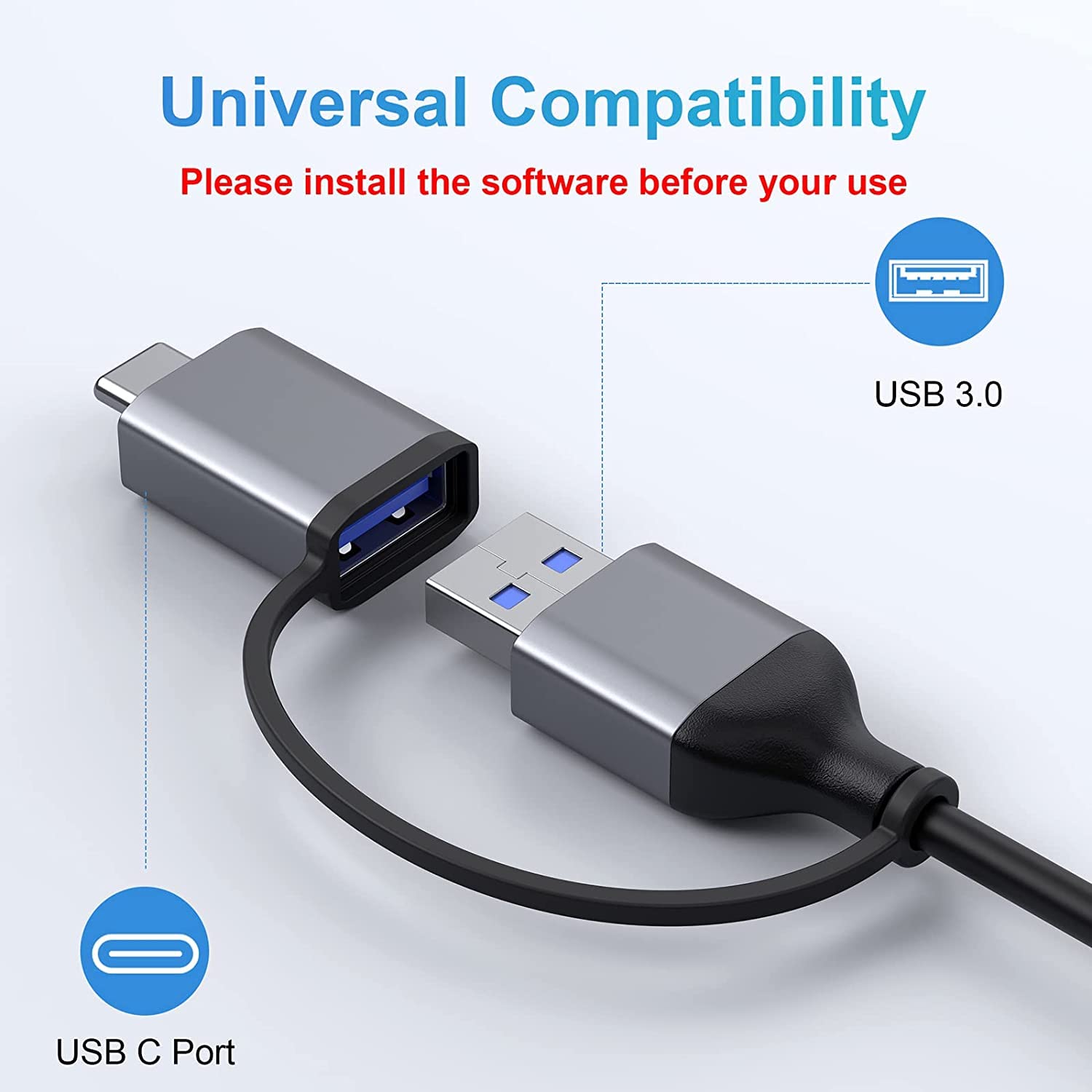 USB C to Dual HDMI Adapter, 4 in 1 USB Type C Hub with 2 HDMI/USB3.0 /PD  Charging, Dual Screen Display USB-C Docking Station for Windows, MacOS