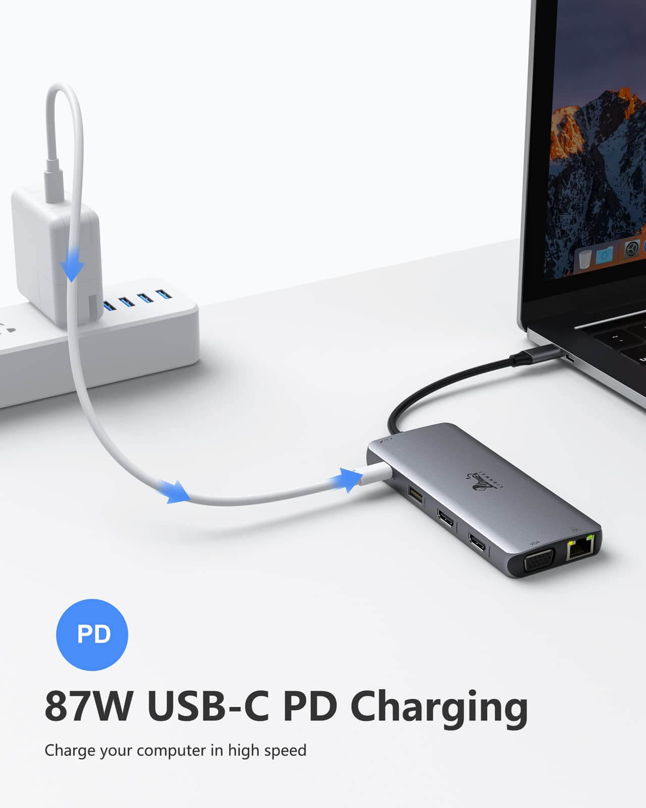 USB C Docking Station Dual HDMI, USB C to Dual Monitors Adapter to Dual 4K  HDMI, 3 USB, PD Charging Port, LIONWEI USB C Hub Dual Monitor for Dell XPS