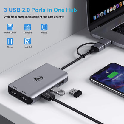 Lionwei USB 3.0 Docking Station Dual HDMI for Windows & macOS