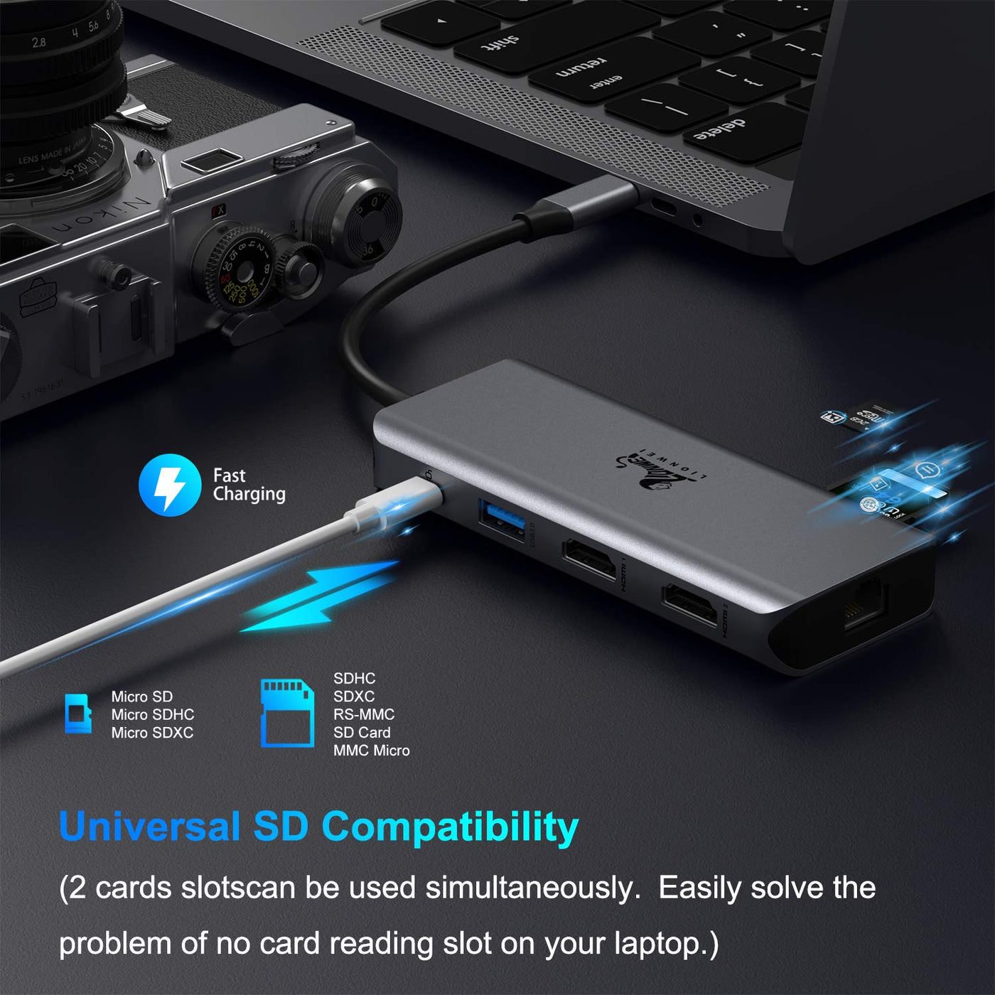 Lionwei Usb C Docking Station Dual Hdmi 9-in-1